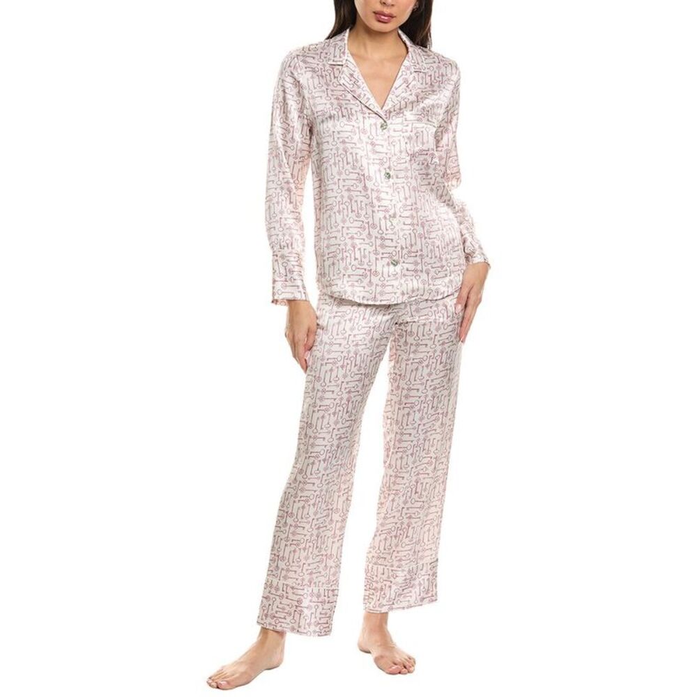 Petite Plume Womens  2Pc Classic Silk Pajama Set, Red